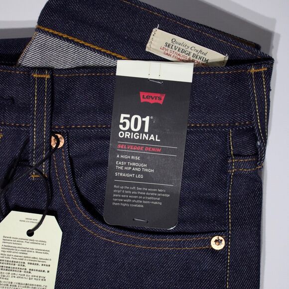 NWT $138 Levi's 501 Original Selvedge Jeans High Rise Dark Wash Women Size 26x30 - Picture 7 of 15